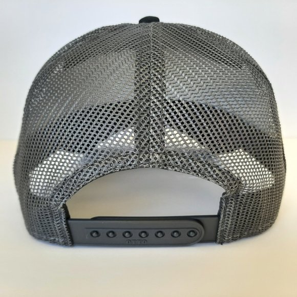 CAT Caterpillar Embroidered Patch Trucker Mesh Snapback Cap Hat Black & Gray - Picture 4 of 4